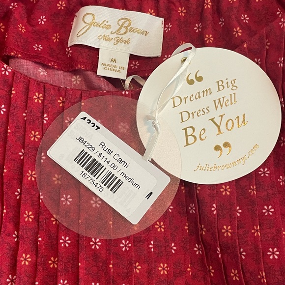 Julie Brown NY Women Rust W/ White & Orange Daisy Print Cami Tank Top NWT Sz M - Picture 7 of 7